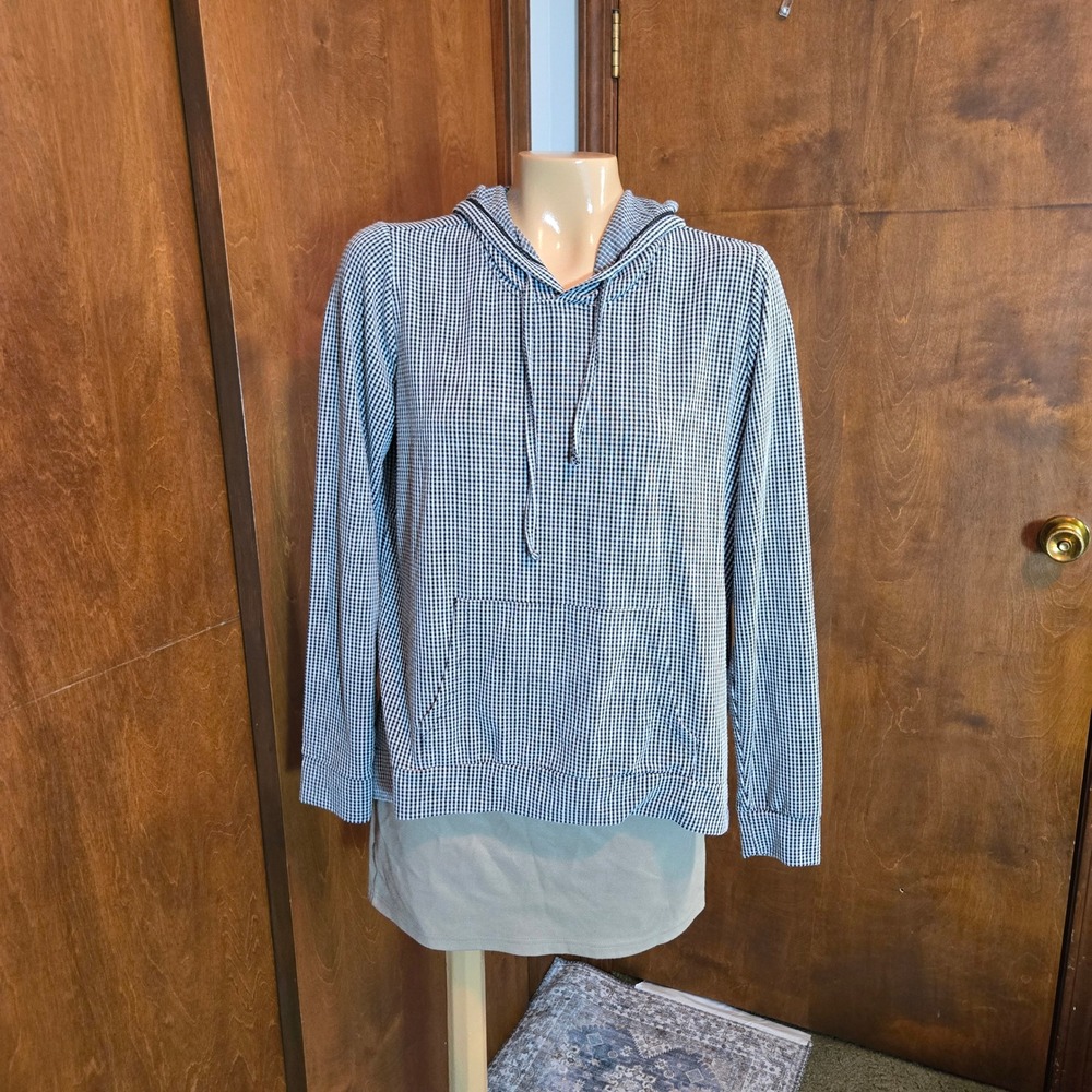 Weatherproof Vintage Womens Hoodie Black White Medium‎ Gingham Pullover Gorpcore